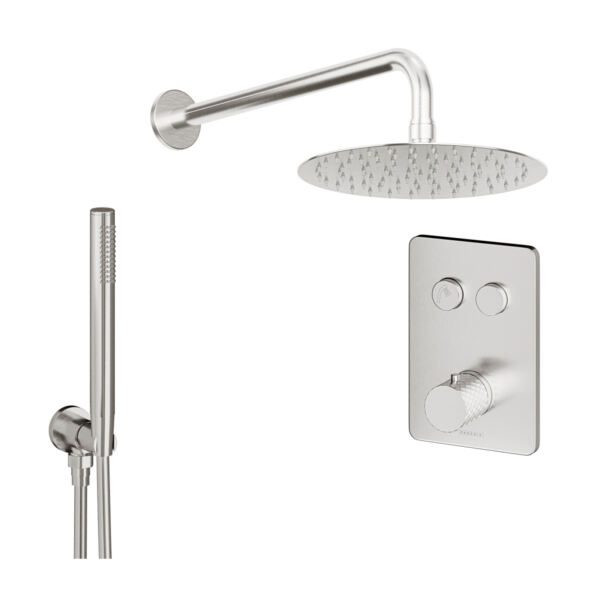 DIAMOND Touch Valve, Shower Head, Wall Arm & Handset Brushed Nickel