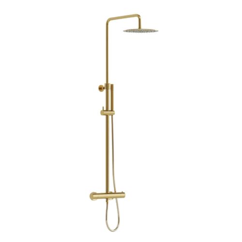 I-ZONE Shower Valve, Rigid Riser Rail, Shower Head and Handset Brushed Brass