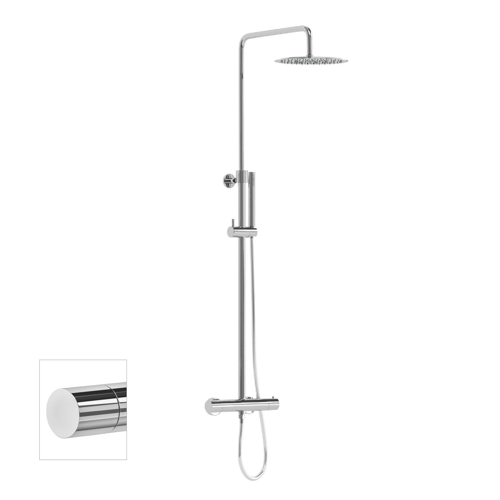 I-ZONE Shower Valve, Rigid Riser Rail, Shower Head and Handset Chrome