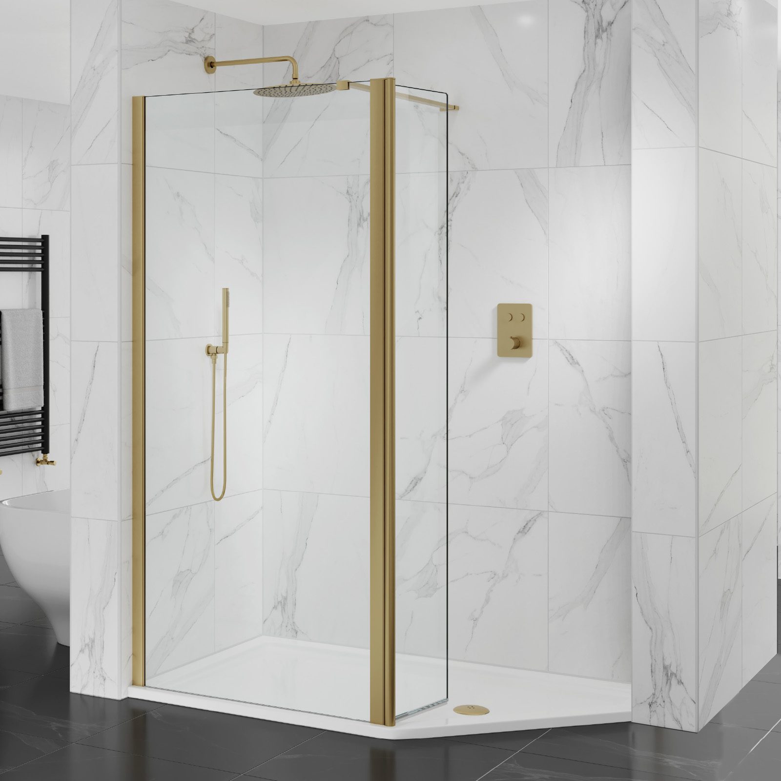 WALK-IN NEO 140 x 90 Recess LH Brushed Brass